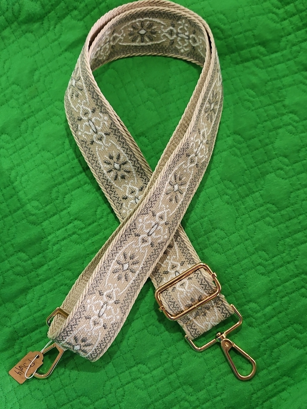 Guitar/Purse Strap NWT Neutral Cream/white/grey Gold Hardware
